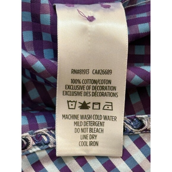 ROBERT GRAHAM Men's Long Sleeve Button Down Blue White Checker Shirt 2XL - Picture 7 of 7